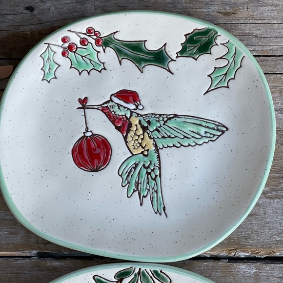 Eli + Ani holiday hummingbird appetizer plates handmade - Picture 8 of 9